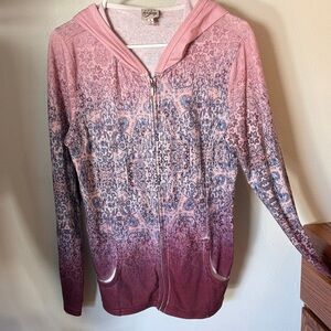 Como Vintage Pink and Purple Zip-Up Hoodie w/Rhinestone Accents on front